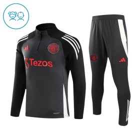 Manchester United Niño Sudadera De Entrenamiento 2024-25 Cuarto-Cremallera Gris